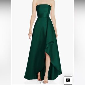 Alfred Sung Hunter Green Strapless Satin Gown